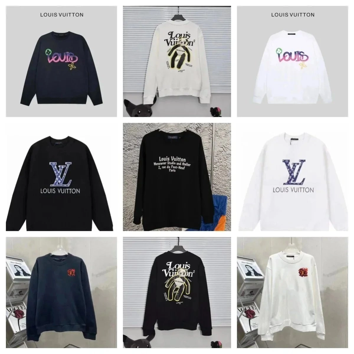 Louis Vuitton Monogram LV Logo Crewneck Sweatshirt Black