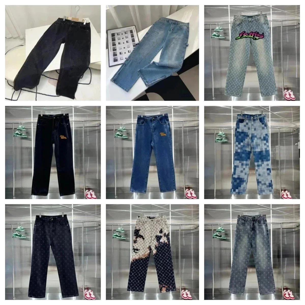 Louis Vuitton Monogram Pixelated Denim Jeans - Blue