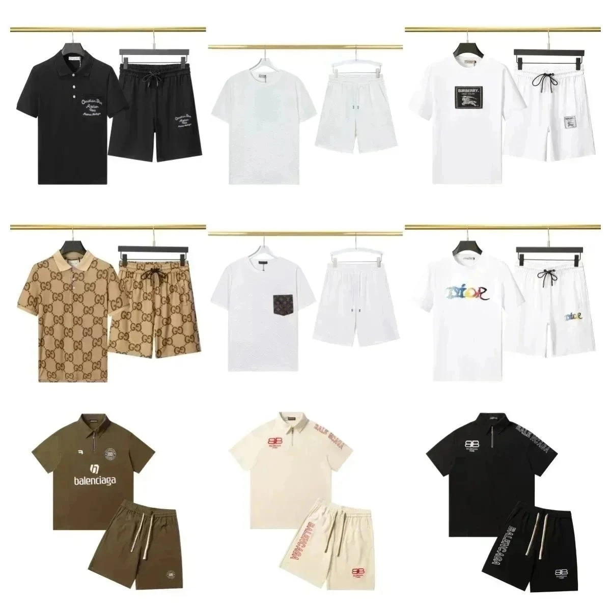 Gucci GG Monogram Polo Shirt and Shorts Set Beige