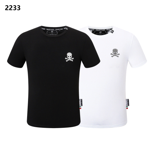 Philipp Plein Skull Logo Cotton T-Shirt Black White