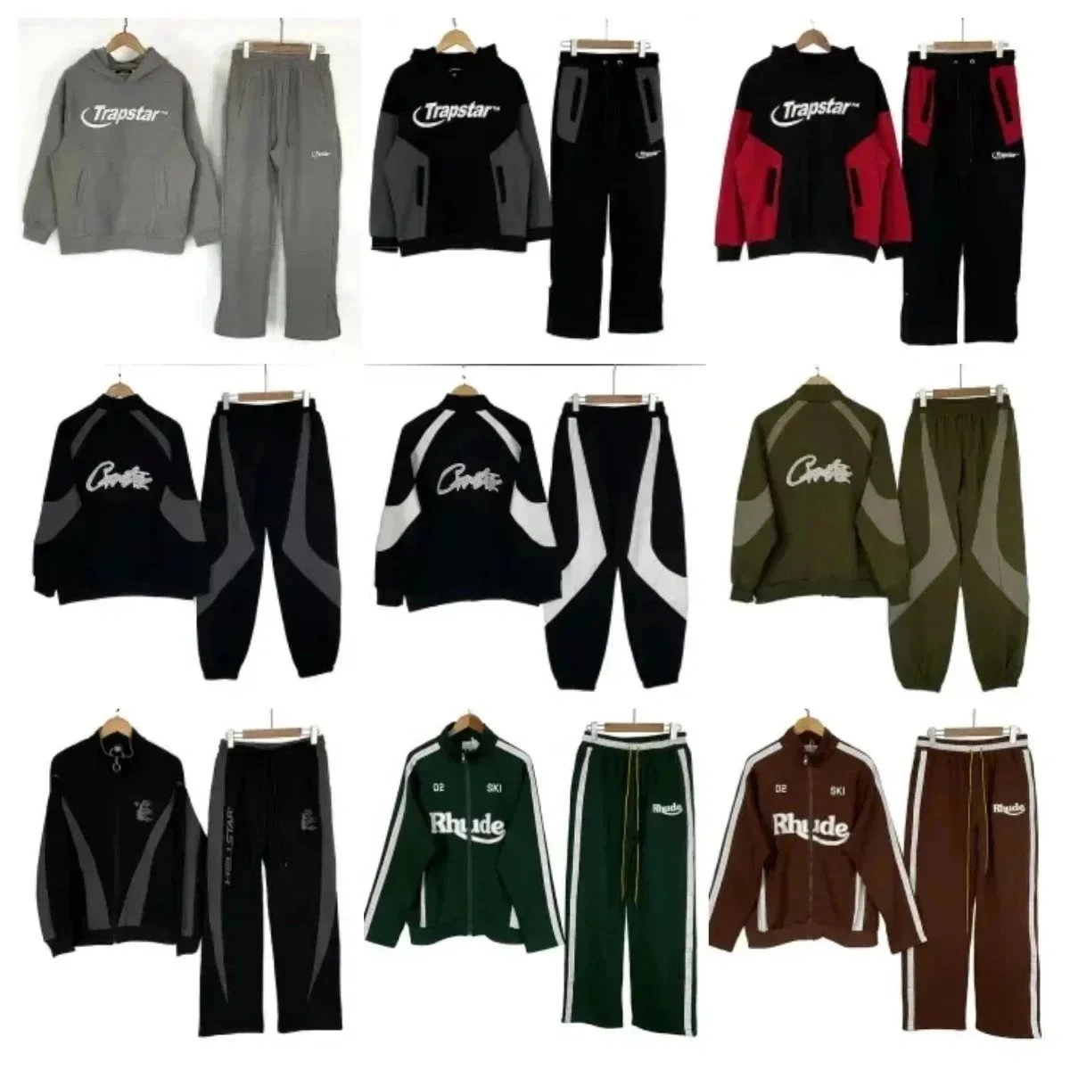 Trapstar Logo Hoodie and Jogger Set - Gray Colorway with Side Pockets