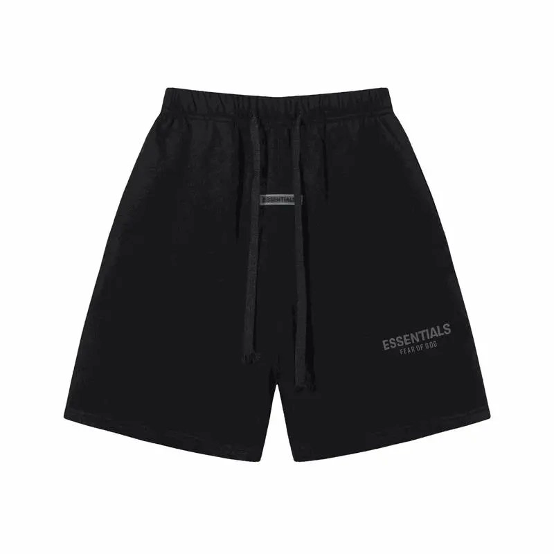 Fear of God Essentials Black Drawstring Shorts with Logo