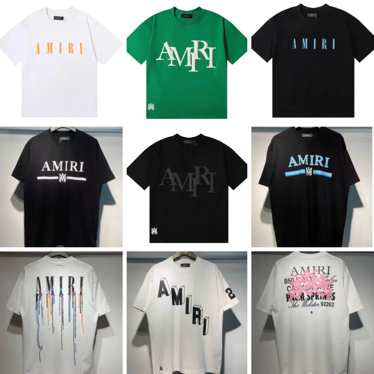 AMIRI Logo Graphic T-Shirt - White with Colorful Drip Design