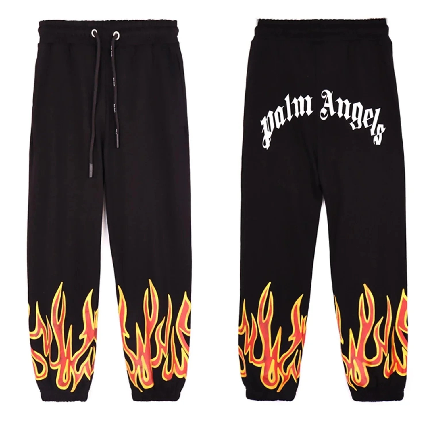 Palm Angels Flame Print Jogger Pants Black