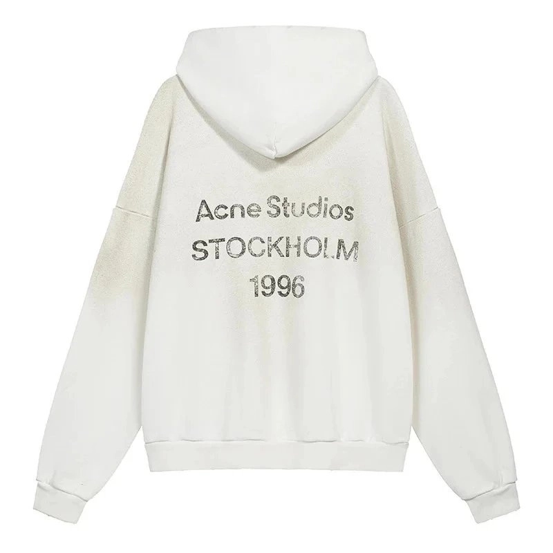 Acne Studios Stockholm 1996 Hoodie - Off-White Distressed Print