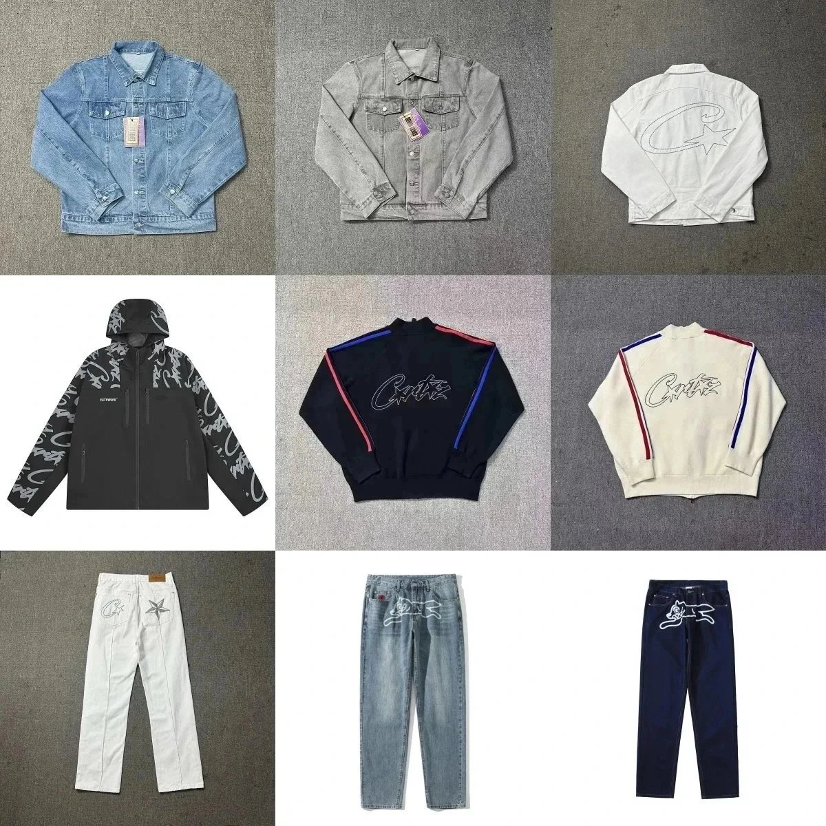 Corteiz Outline Logo Denim Jacket Light Blue Wash