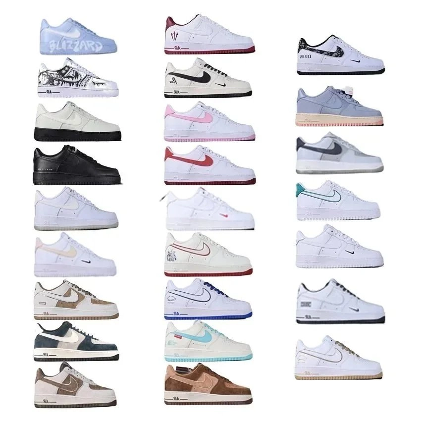 Nike Air Force 1 'Blizzard' Low White Blue Graffiti Print Sneaker