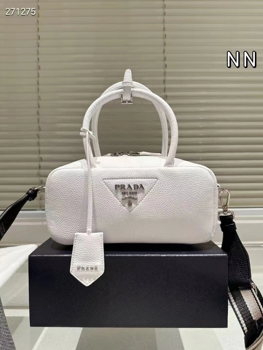 Prada Re-Edition 2000 Mini Bag White Textured Leather