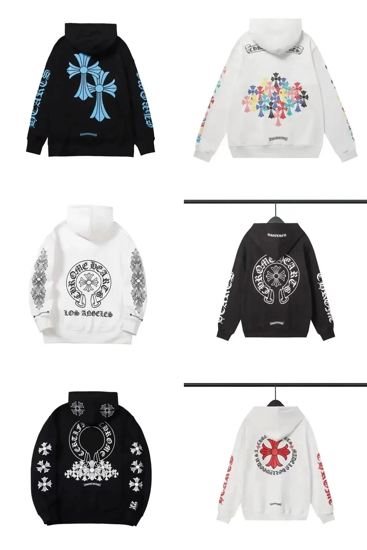 Chrome Hearts Cross Motif Hoodie - Black with Light Blue Cross