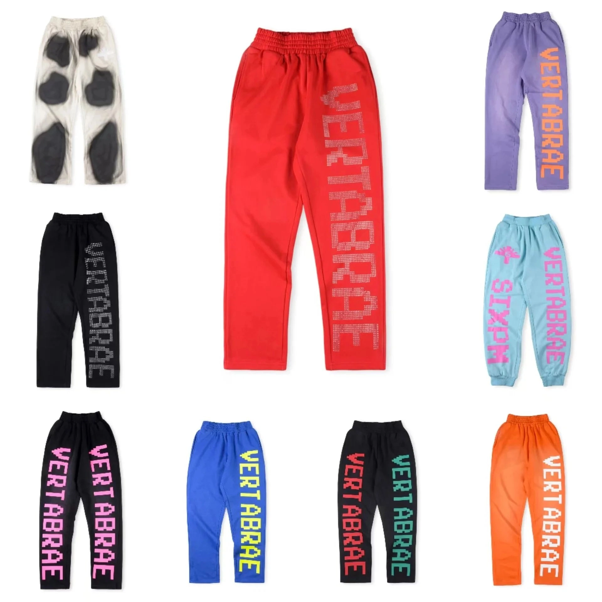 VERTABRAE Pixel Logo Sweatpants - Bold Red with Vertical Text