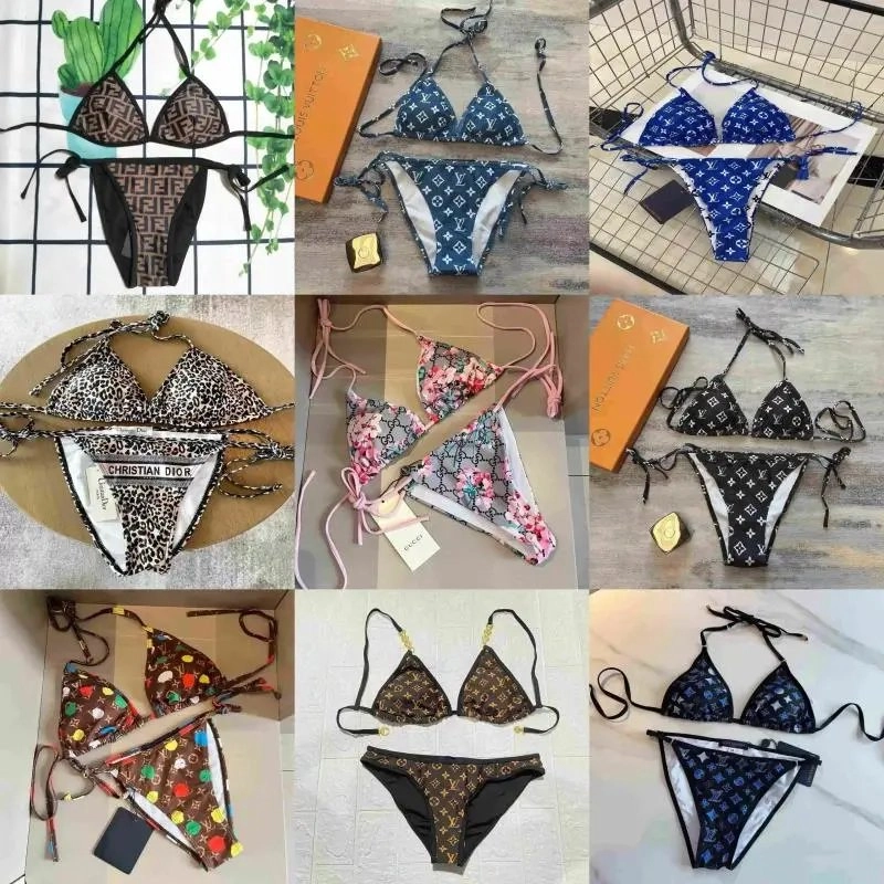 Louis Vuitton Monogram Blue Triangle Bikini Set with Adjustable Straps