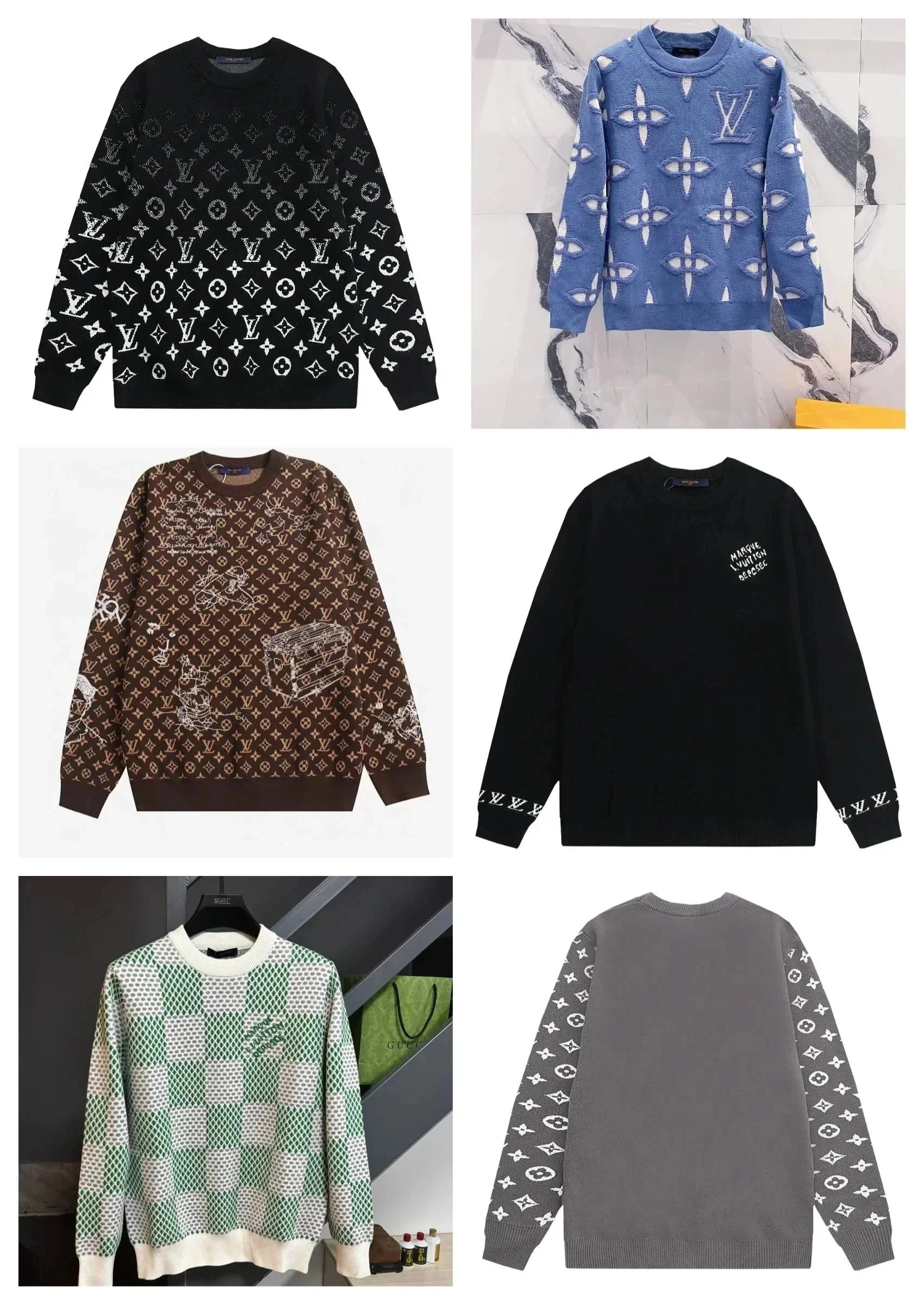 Louis Vuitton Monogram Gradient Knit Sweater Black White