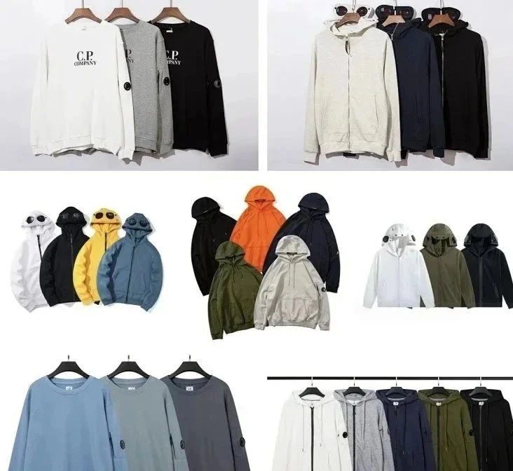 C.P. Company Goggle Hoodie Zip-Up Sweatshirt in Beige