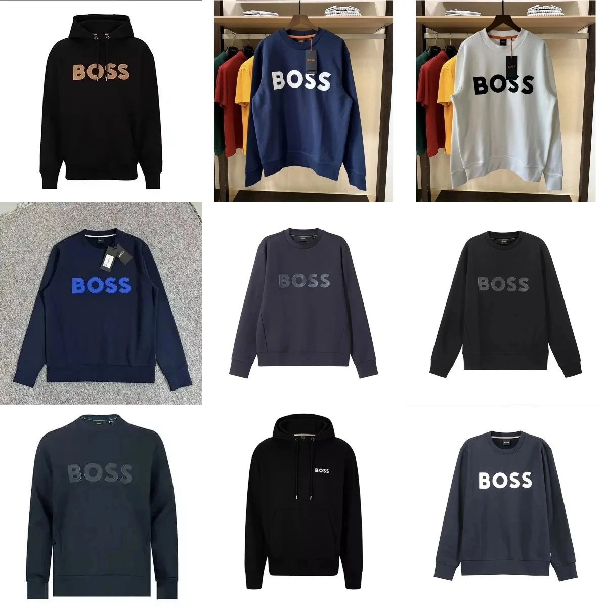 BOSS Logo Hoodie Black with Metallic Gold Lettering