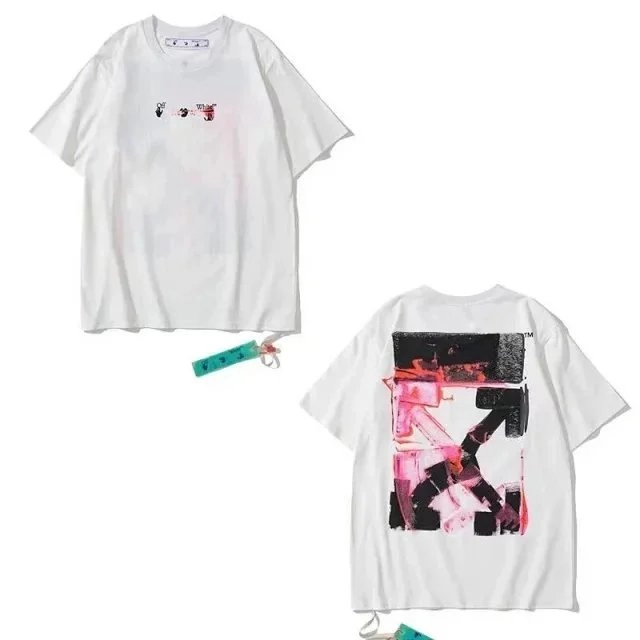 Off-White Diag Print Abstract Art White T-Shirt