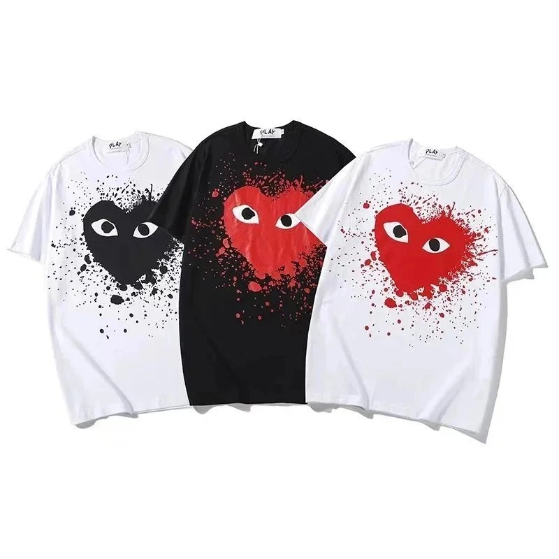 Comme des Gar&ccedil;ons PLAY Heart Splatter T-Shirt Black Red White