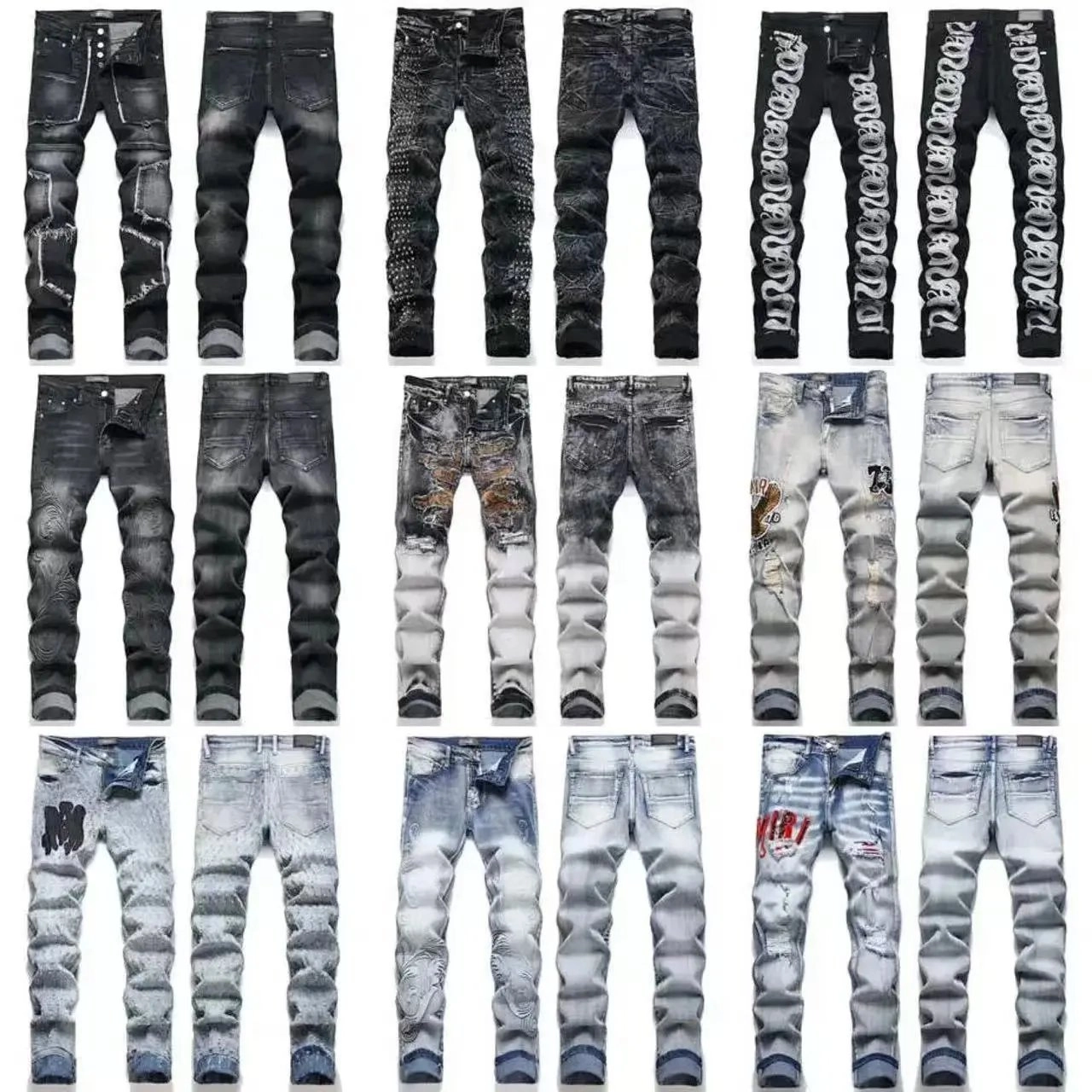 DSQUARED2 Distressed Ripped Denim Jeans with Embroidery and Patches