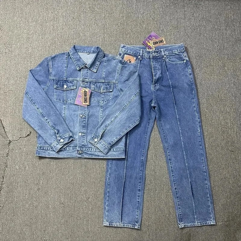 Chum Chums Denim Jacket and Straight-Leg Jeans Set - Light Wash