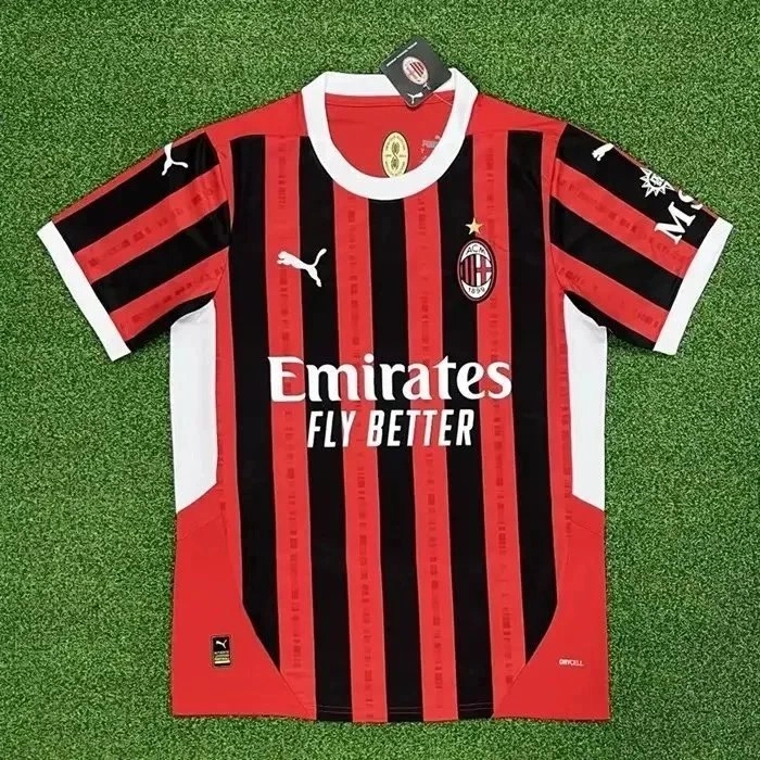 AC Milan 2023-24 Home Jersey - Red Black Stripes Emirates Sponsor