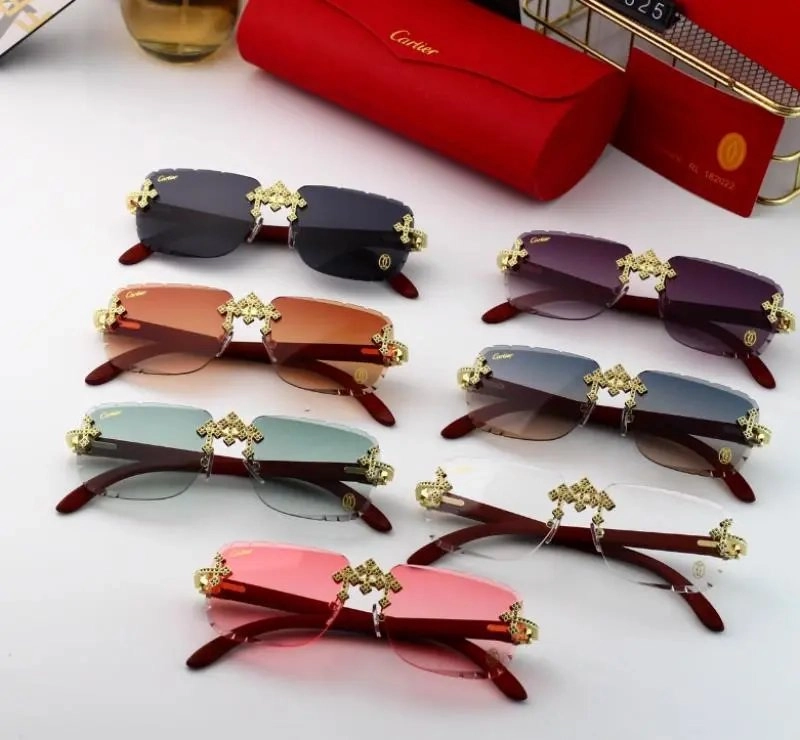 Cartier Santos Gold Cross-Embellished Rimless Sunglasses