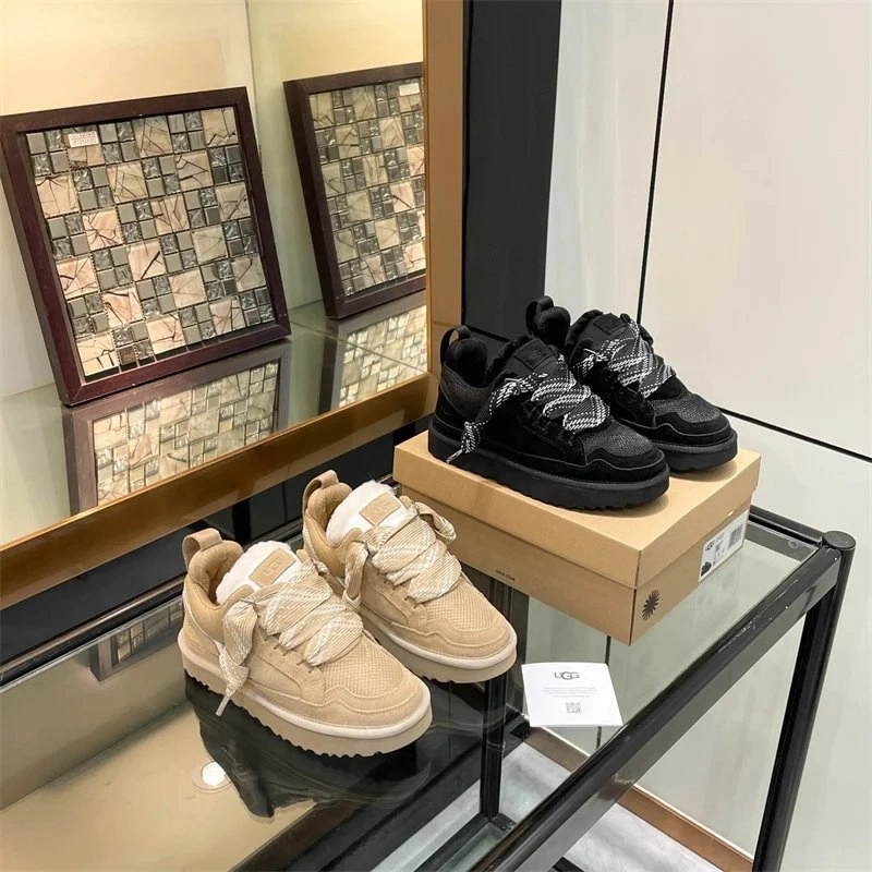 UGG Neumel Platform Sneaker - Beige Mesh with Rope Laces