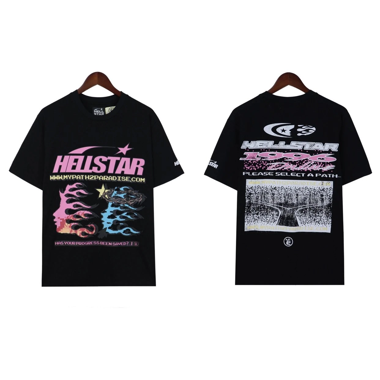 HELLSTAR 1996 Online Pixel Art Graphic T-Shirt Black