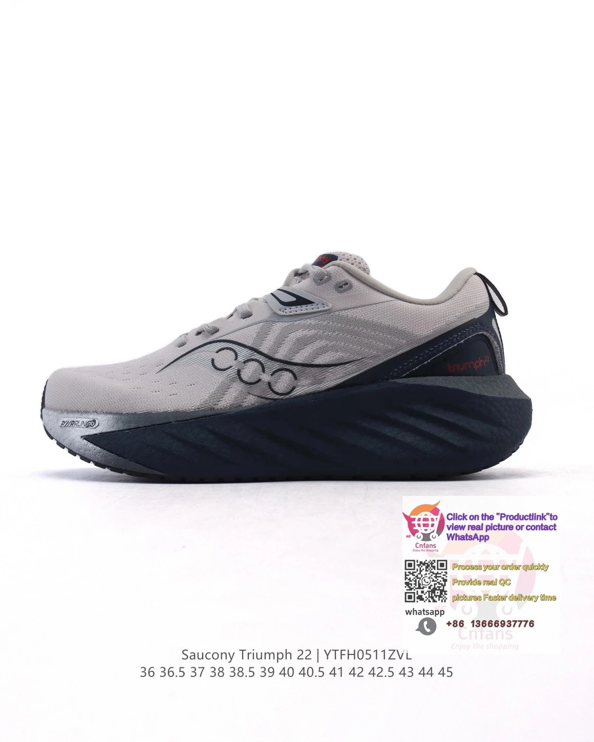 Saucony Triumph 22 Running Shoes - Gray/Black with PWRRUN+ Cushioning