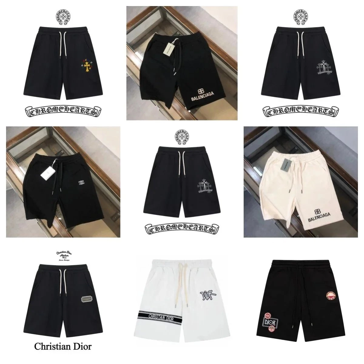 Chrome Hearts Black Shorts with Embroidered Cross Logo