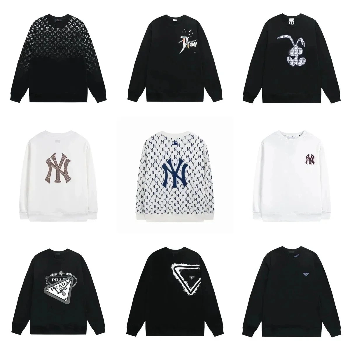 Prada Black Sweatshirt with Distressed Triangle Logo Print