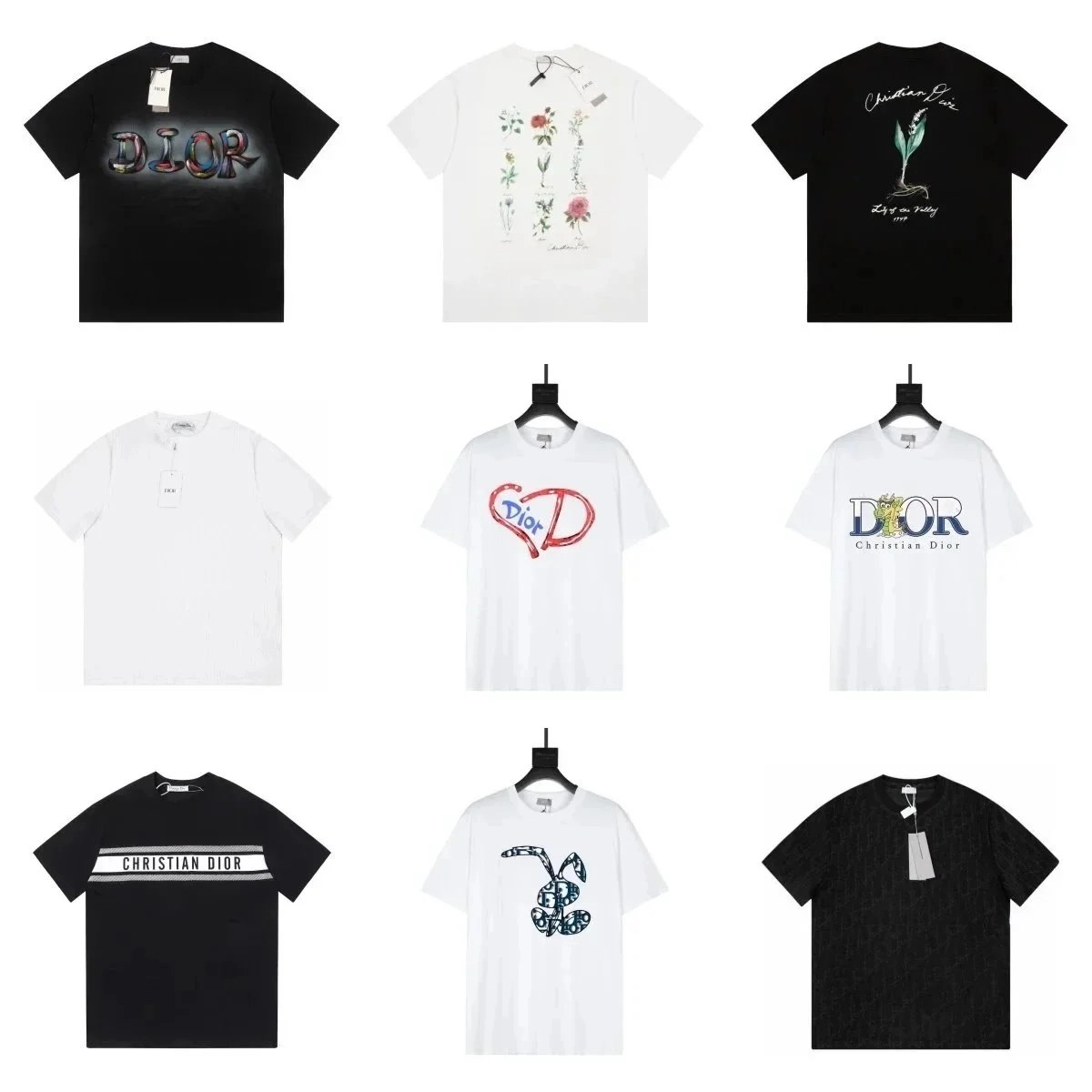 Dior Black T-Shirt with Multicolor 3D Logo Print