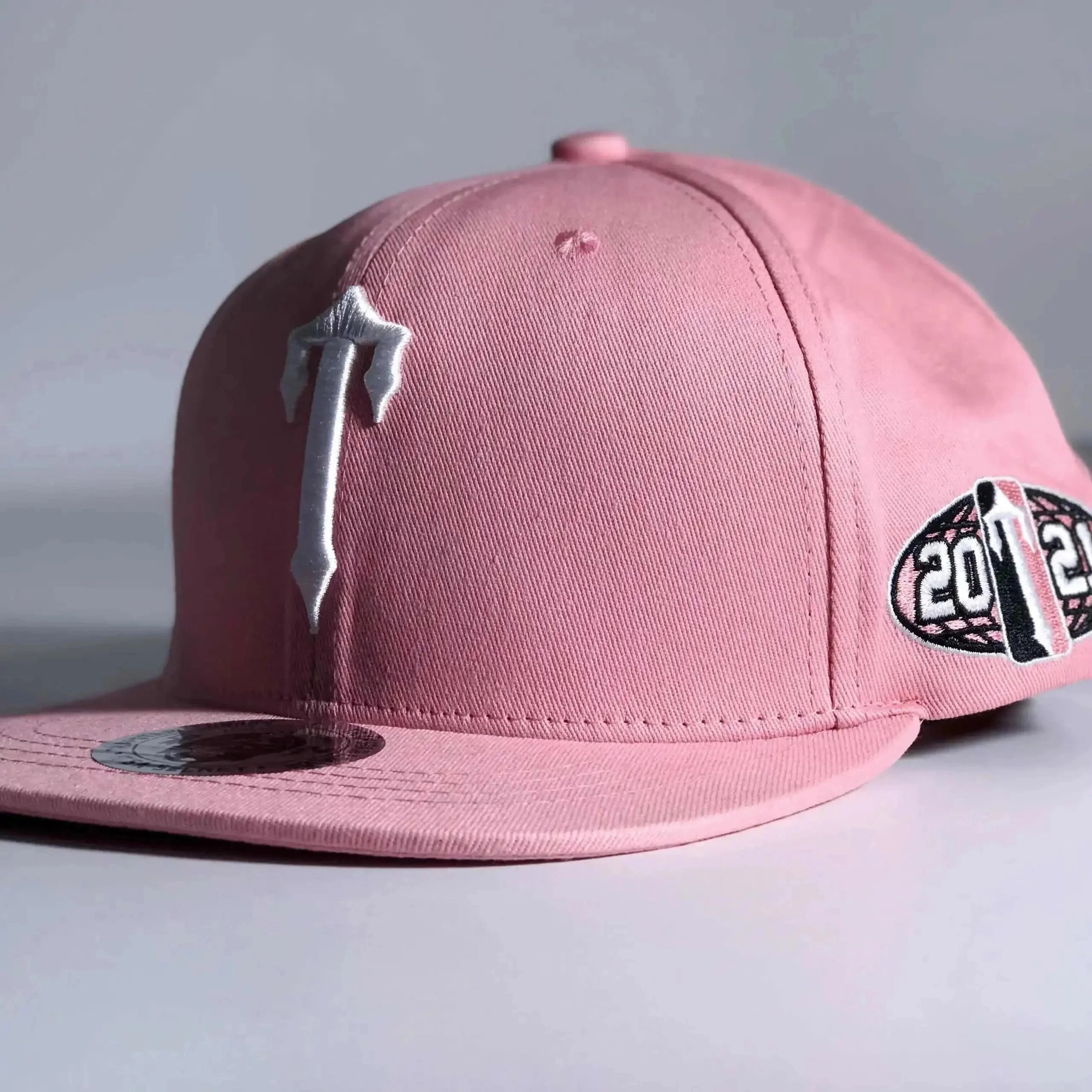 Travis Scott Cactus Jack Pink Snapback Hat with Metallic T Logo