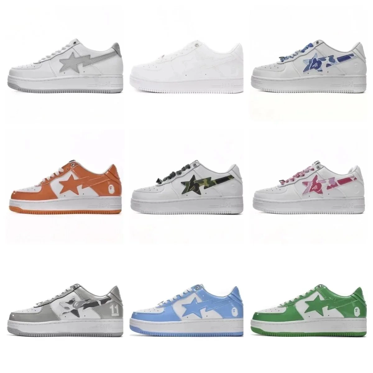 BAPE Sta Low Top Sneaker White Gray Star Logo Limited Edition