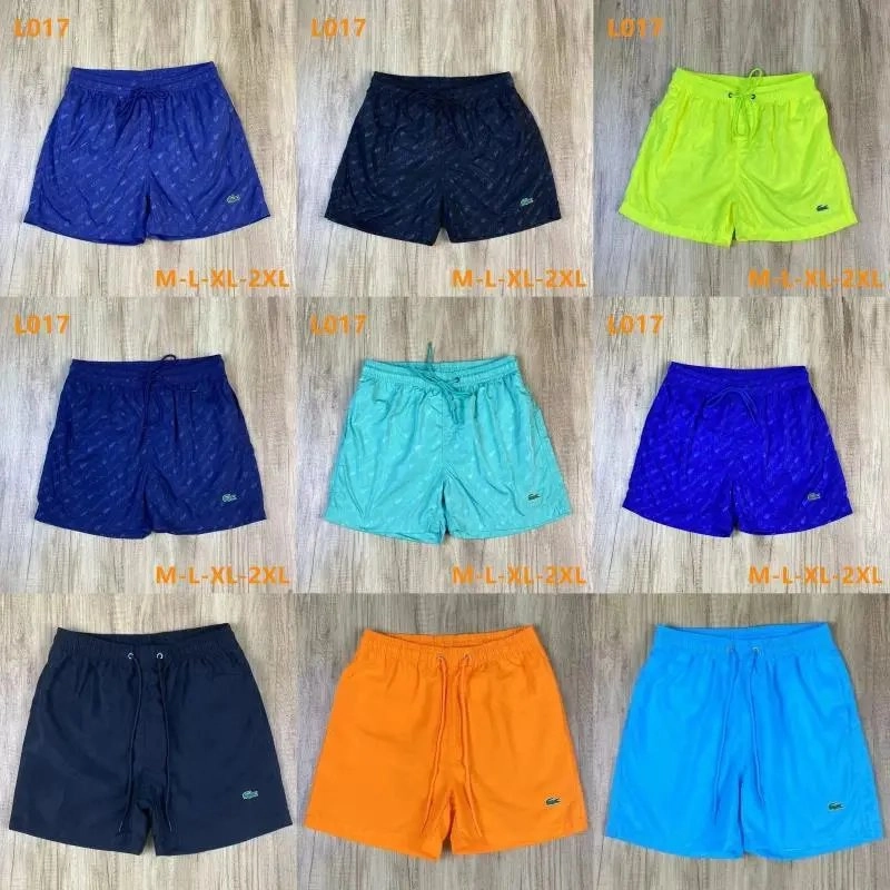Lacoste L017 Men's Swim Shorts with All-Over Pattern and Crocodile Logo