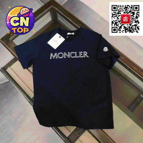 Moncler Embroidered Logo Black Cotton T-Shirt