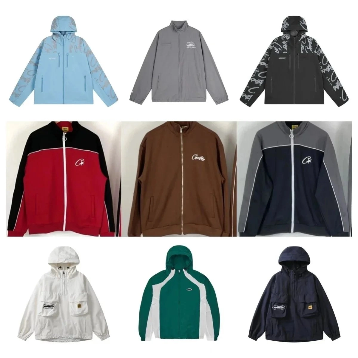 Corteiz Signature Hooded Windbreaker - Light Blue Graffiti Print