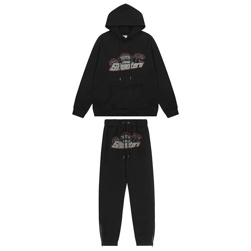 Tropical Shooters Black Hoodie and Jogger Set with Graphic Logo