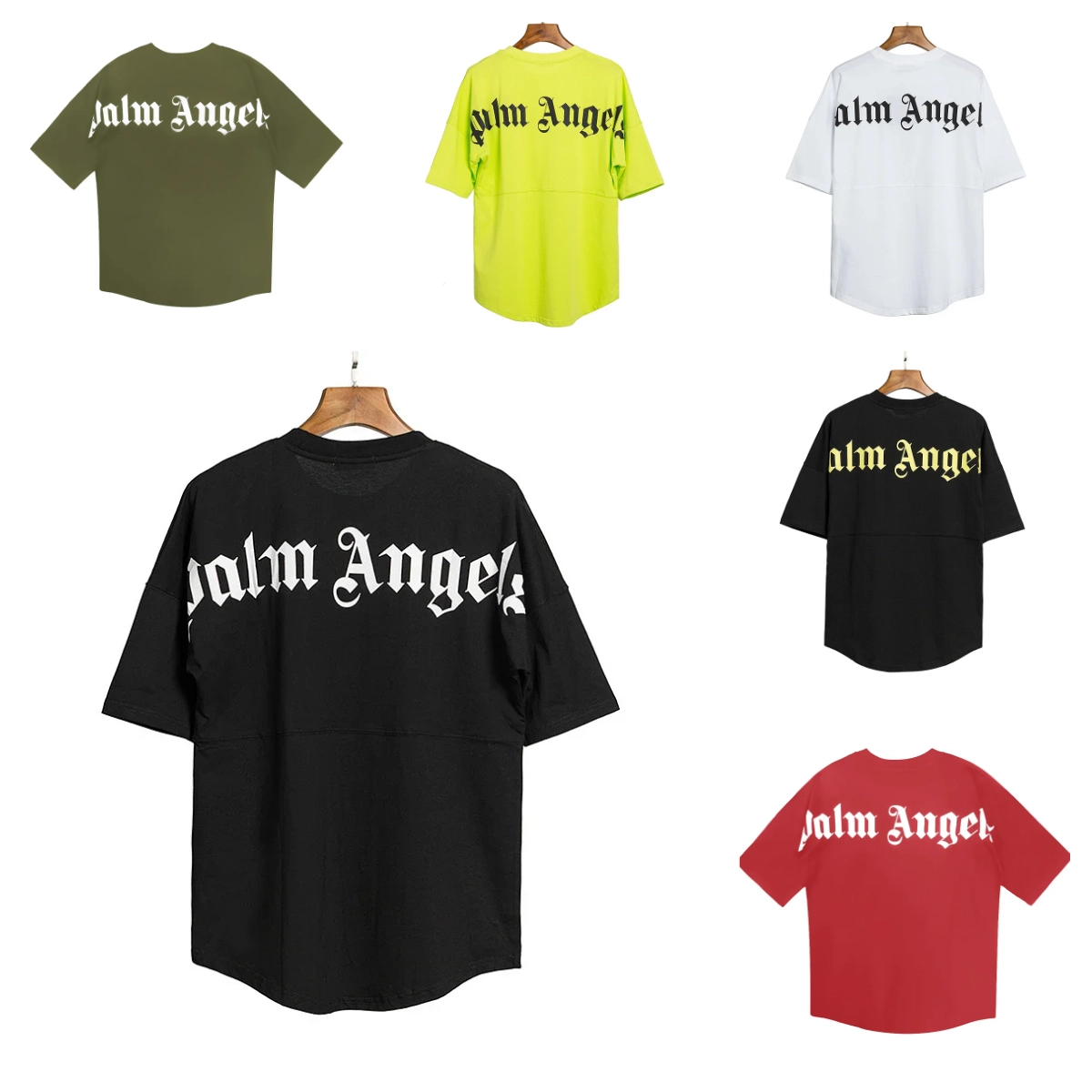 Palm Angels Oversized Logo T-Shirt Black White Olive Neon Red