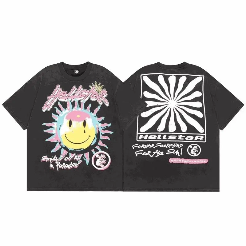 Hellstar Smiley Sun Graphic Oversized T-Shirt Black