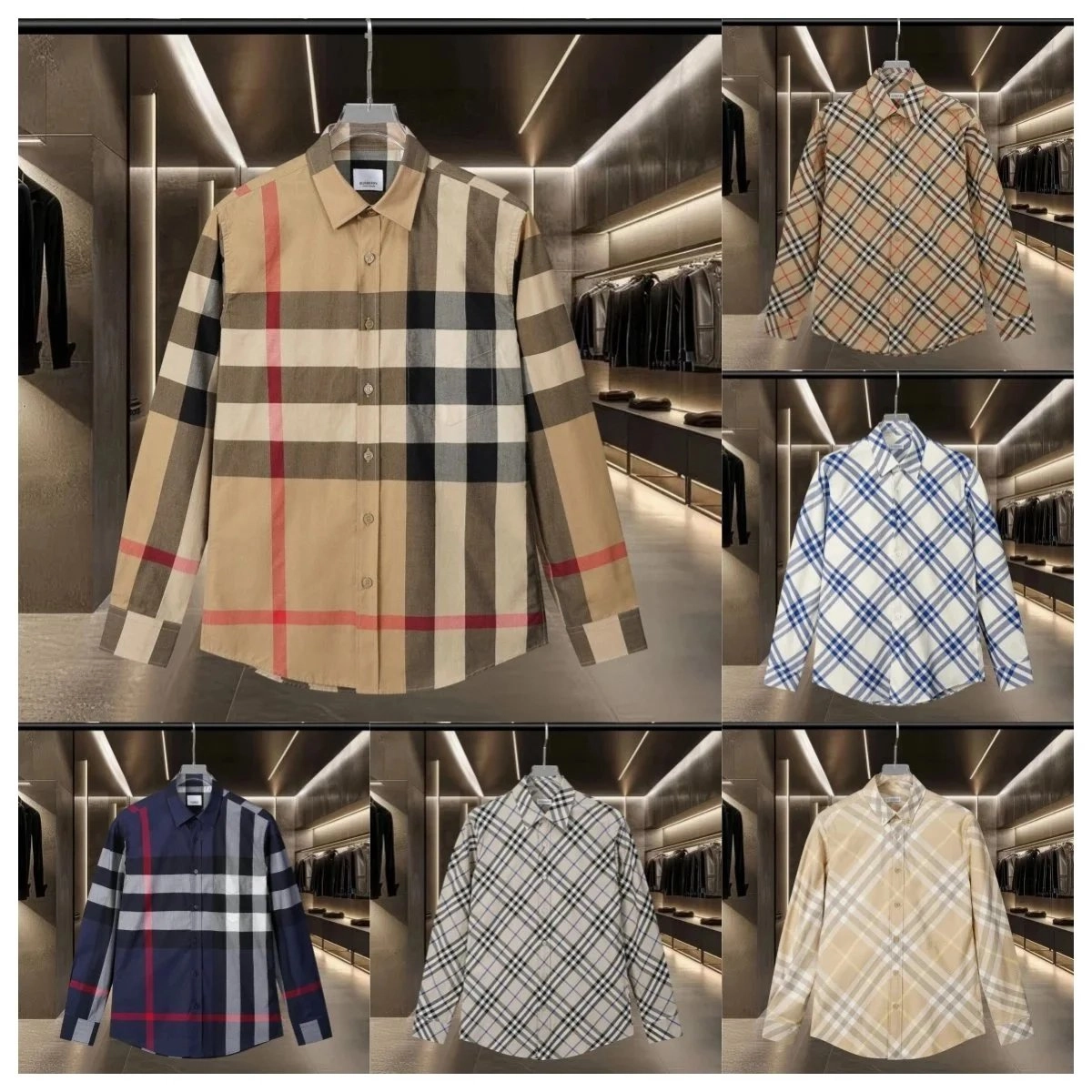 Burberry Classic Check Cotton Shirt - Beige Black Red Plaid
