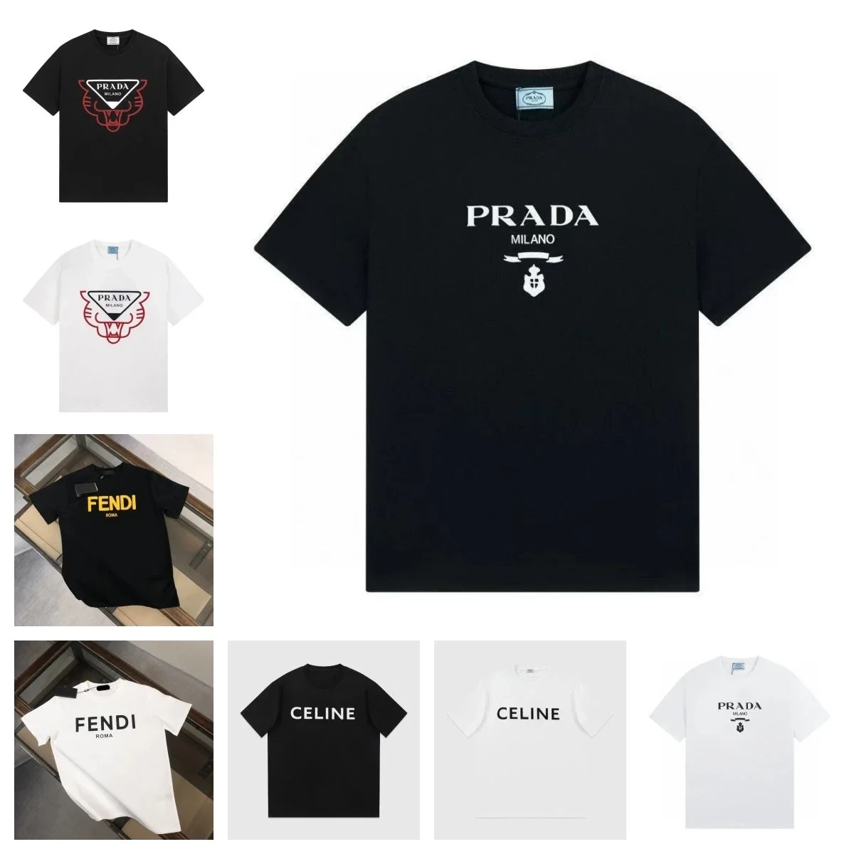 Prada Milano Logo Shield Graphic T-Shirt Black