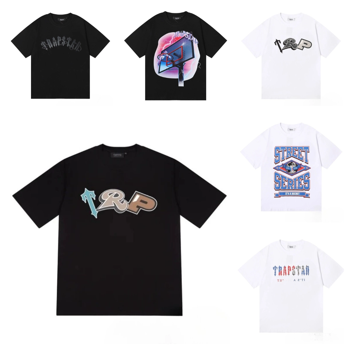 Trapstar TRP Logo Oversized Black T-Shirt with Gradient Arrow Design