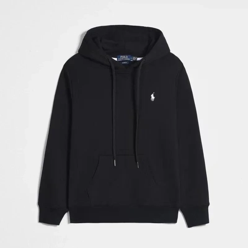 Polo Ralph Lauren Classic Black Hoodie with Embroidered Pony Logo