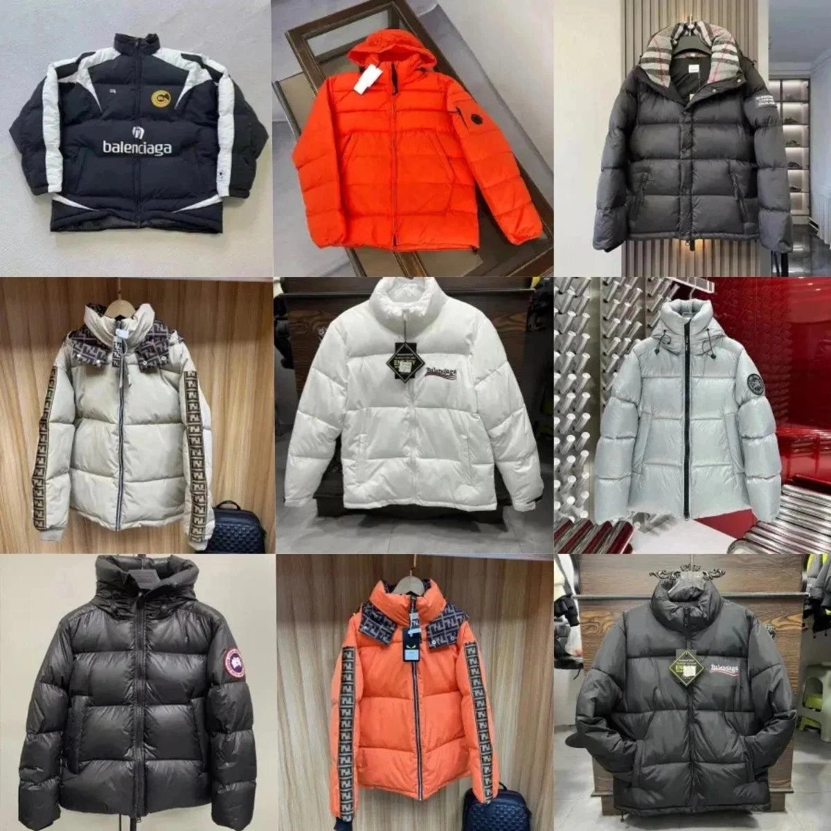 Balenciaga Puffer Jacket with Logo and Contrast Panels