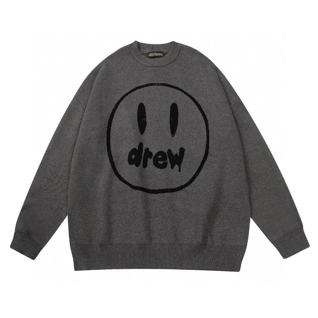 Drew House Smiley Face Knit Sweater - Charcoal Grey