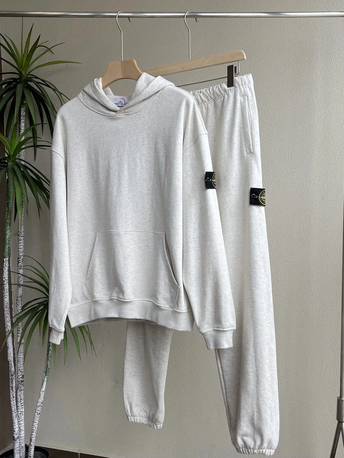 Stone Island Grey Hoodie and Jogger Set with Compass Patch