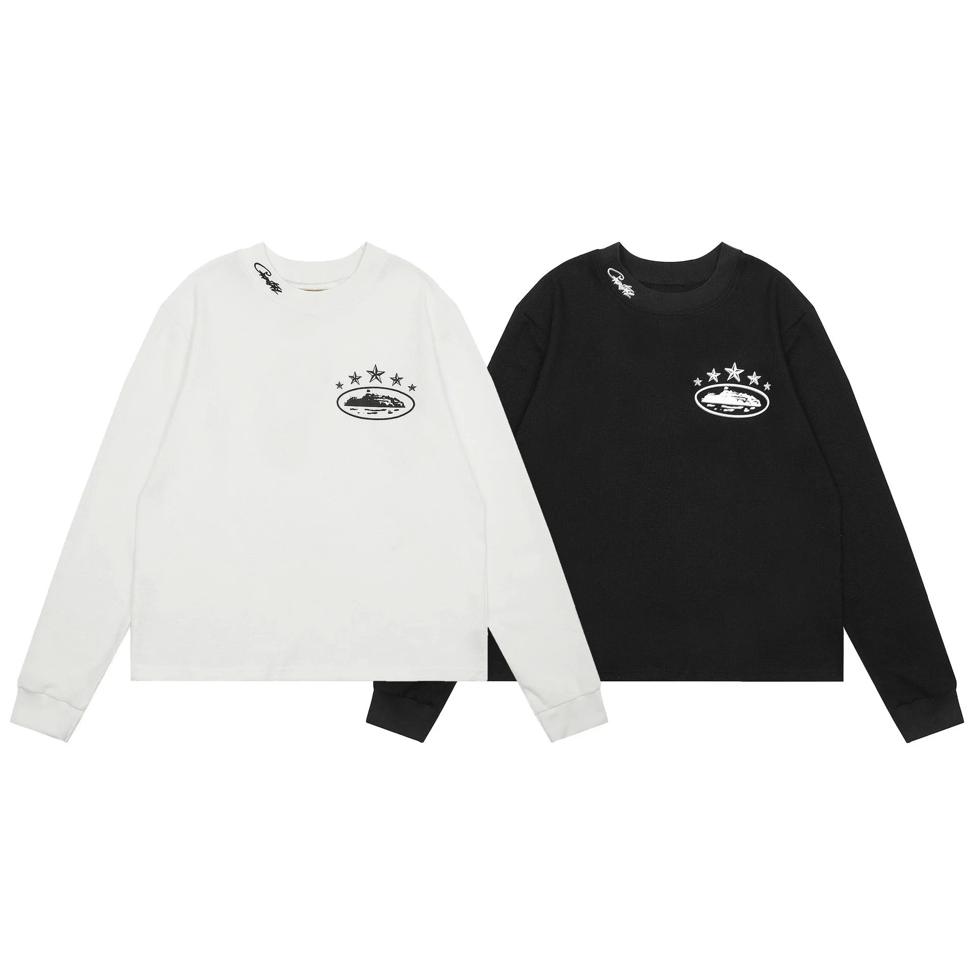 Corteiz Thermal Long Sleeve Tee - White and Black with Starship Logo