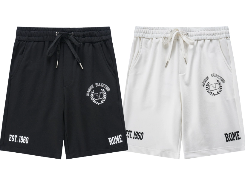 Valentino Garavani Rome Shorts - Black and White Logo Embroidery