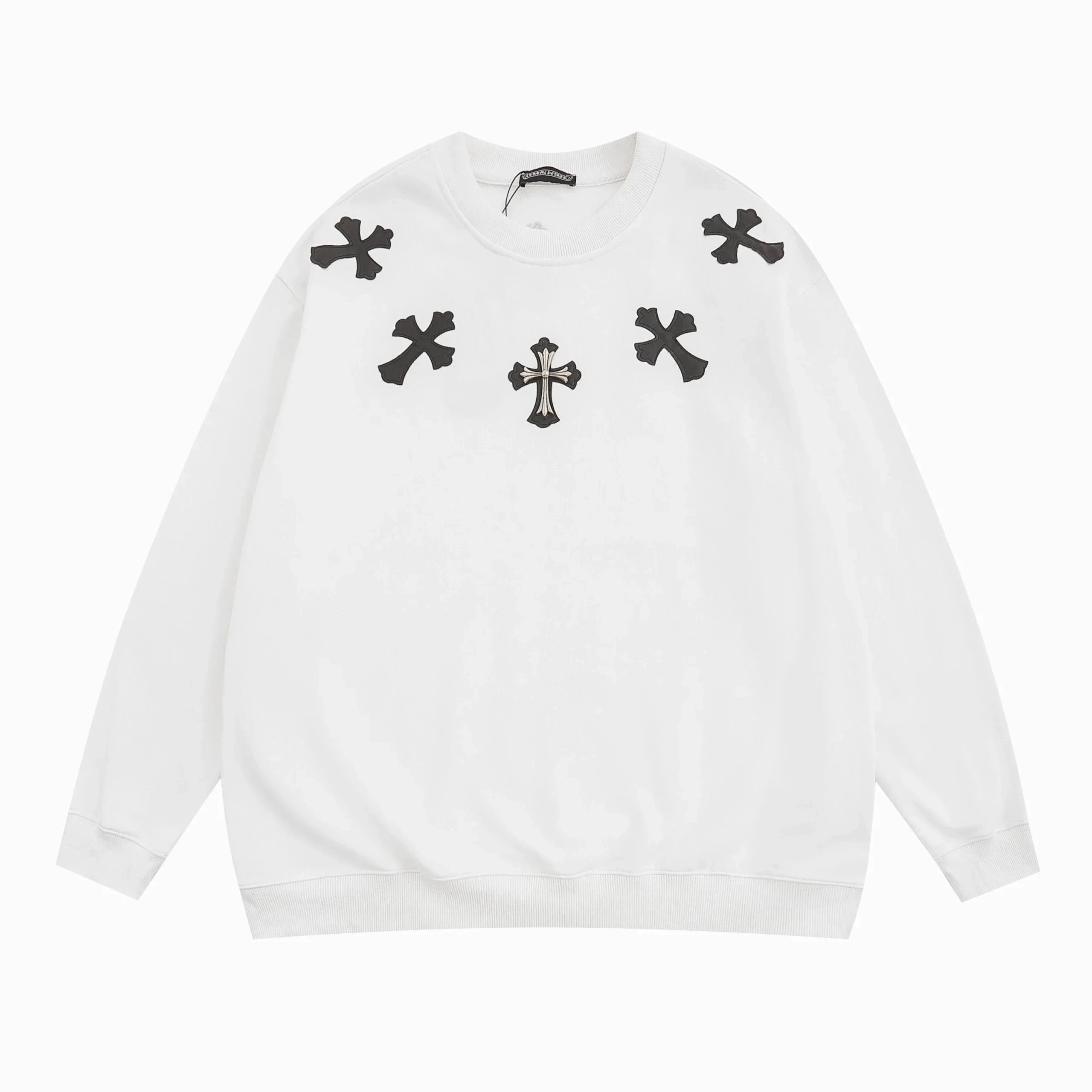 Chrome Hearts White Cross-Embroidered Crewneck Sweatshirt