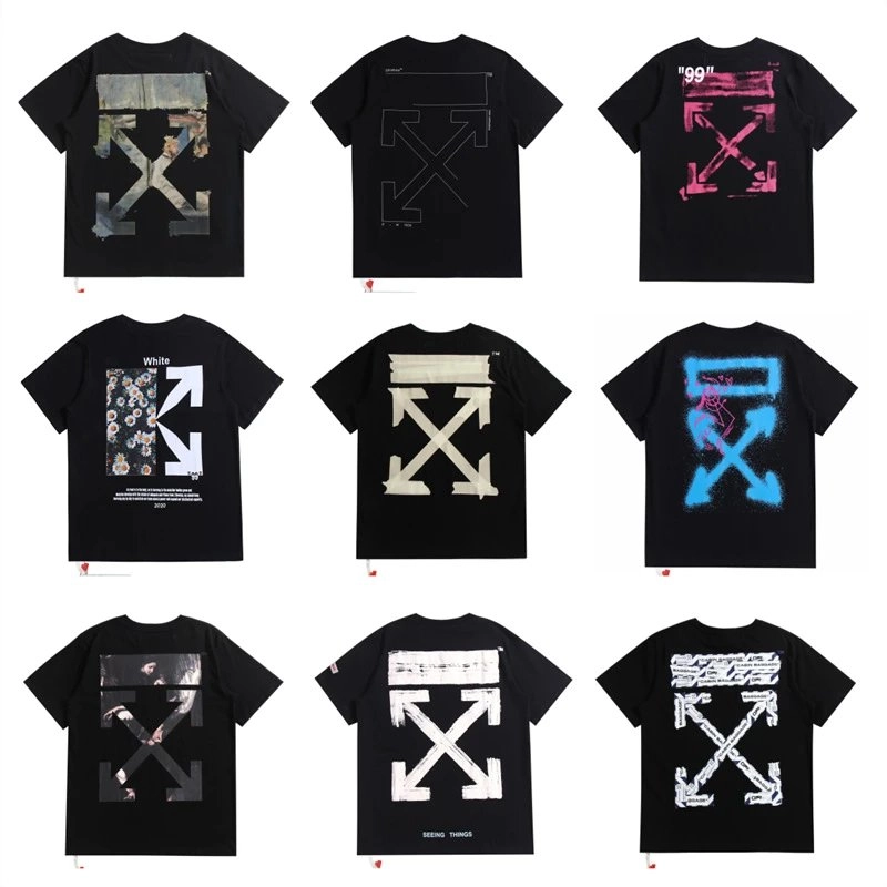 Off-White Diag Arrow Black T-Shirt with Distressed Print