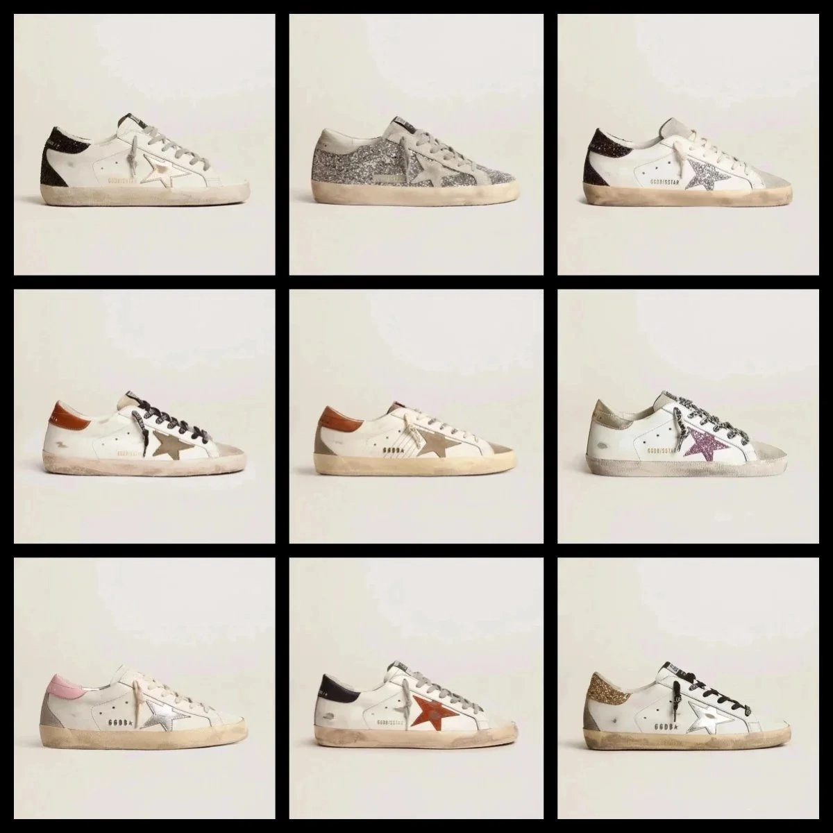 Golden Goose Superstar White Leather Glitter Star Sneaker